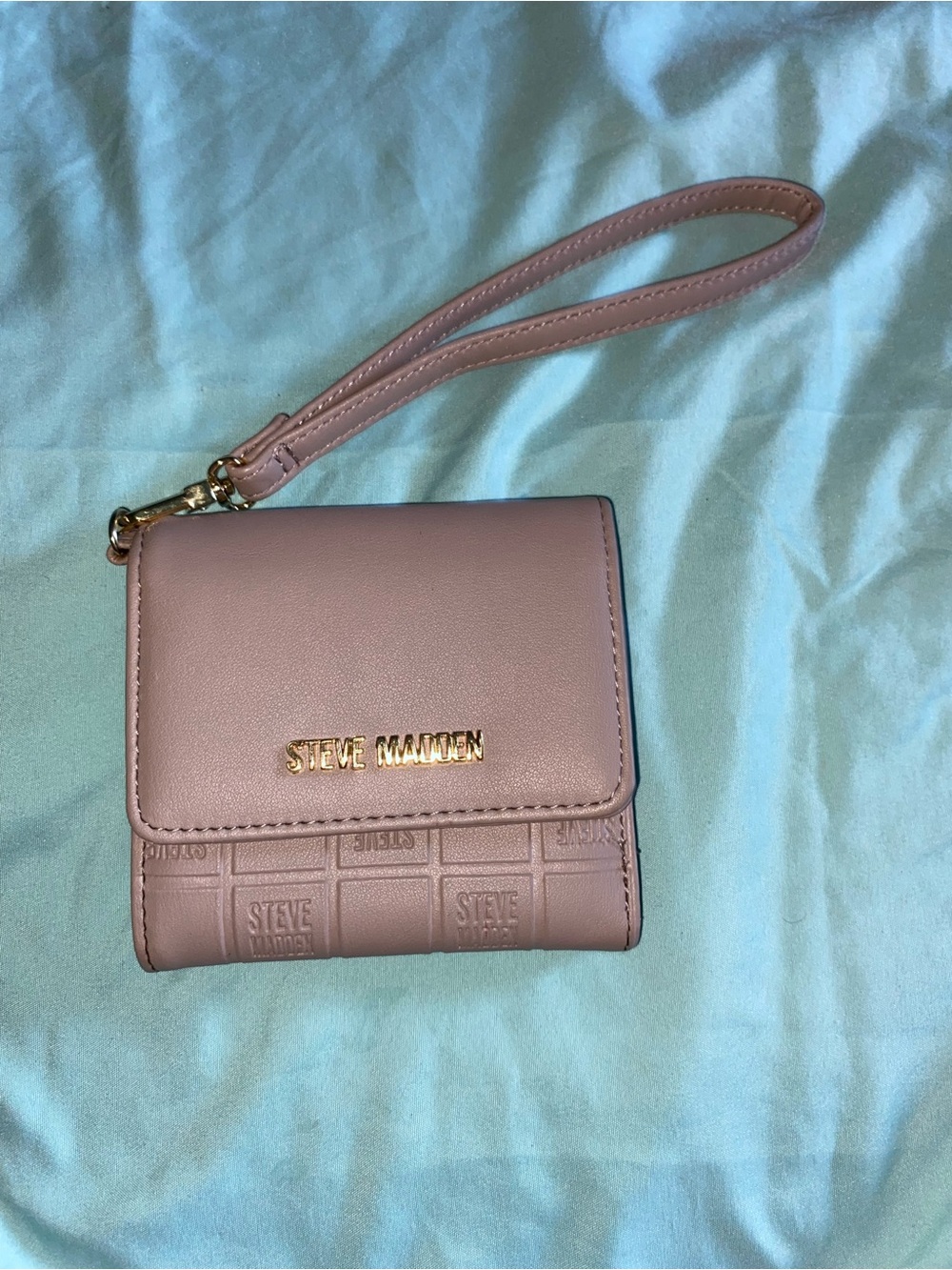 Steve Madden Pink Wristlet Wallet with Gold Logo